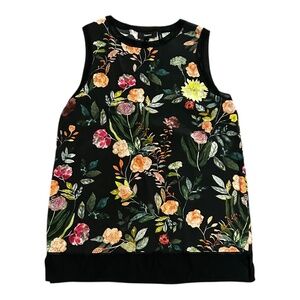 Theory Black Floral Sleeveless Blouse